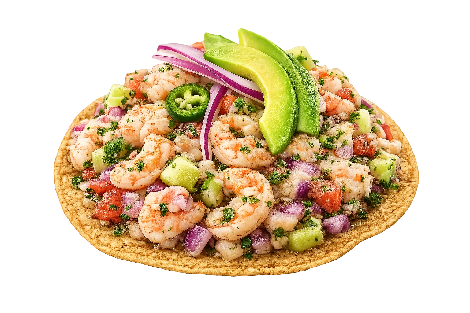 Tostada de Ceviche de Camaron